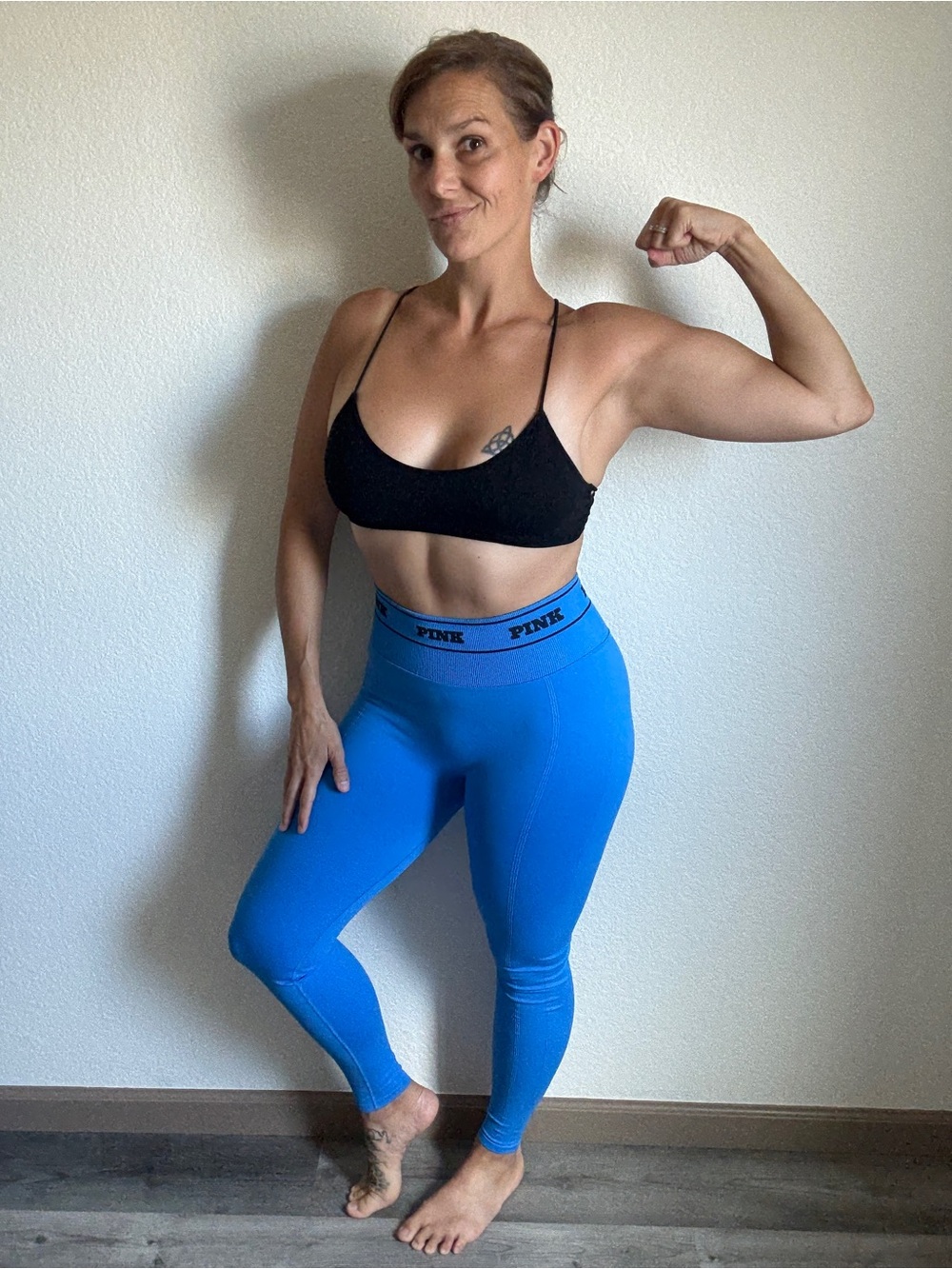 PINK Victoria’s Secret High Rise Leggings Blue Gym Workout Small
